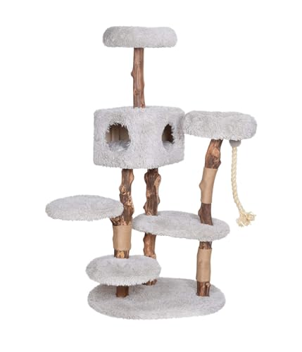 Dehner Premium Katzen-Kratzbaum Lovely | Kraxeln & Relaxen | Katzenbaum | Kuschelhöhle | Holz, Plüsch, Sisalstämme | für große und kleine Katzen | stabil, modern | hellgrau | ca. 80 x 164 x 60 cm Dehner Premium Katzen-Kratzbaum Lovely | Kraxeln & Relaxen | Katzenbaum | Kuschelhöhle | Holz, Plüsch, Sisalstämme | für große und kleine Katzen | stabil, modern | hellgrau | ca. 80 x 164 x 60 cm von Dehner