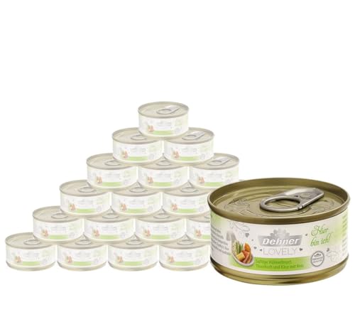 Dehner Premium Lovely Katzenfutter, Nassfutter glutenfrei, für ausgewachsene Katzen, Hühnerbrust / Thunfisch / Käse, 24 x 70 g Beutel (1.68 kg) von Dehner