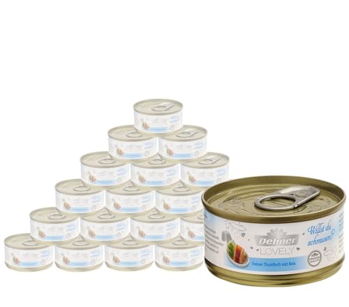 Dehner Premium Lovely Katzenfutter, Nassfutter glutenfrei, für ausgewachsene Katzen, Thunfisch / Reis, 24 x 70 g Dose (1.68 kg) von Dehner