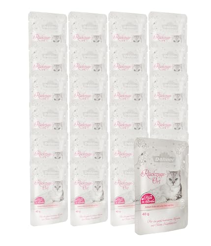 Dehner Premium Lovely Katzensnack, Leckerli glutenfrei, für ausgewachsene Katzen, Lachsfilets in Brühe, 24 x 40 g (960 g) von Dehner