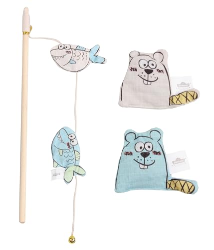 Dehner Premium Lovely Katzenspielzeug Set Biber & Fischlein an der Angel, ca. 6.5 x 34 x 5 cm, Holz/Polyester, bunt Dehner Premium Lovely Katzenspielzeug Set Biber & Fischlein an der Angel, ca. 6.5 x 34 x 5 cm, Holz/Polyester, bunt von Dehner