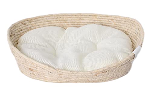 Dehner Premium Lovely Kuschelbett Tiefer Schlaf, 54 x 43 x 18 cm, Naturmaterial/Plüsch, weiß/beige von Dehner
