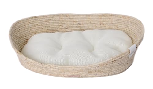 Dehner Premium Lovely Kuschelbett Tiefer Schlaf, 58 x 48 x 18 cm, Naturmaterial/Plüsch, weiß/beige von Dehner