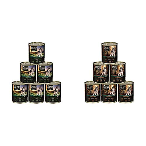 Dehner Wild Nature Hundefutter Adult, Bergweide, 6 x 400 g (2,4 kg) & Wild Nature Hundefutter Adult, Unterholz, 6 x 400 g (2,4 kg) von Dehner