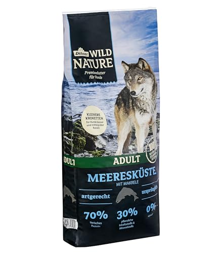 Dehner Wild Nature Hundefutter Meeresküste, Trockenfutter getreidefrei, Kroketten, für ausgewachsene Hunde, Makrele, 12 kg von Dehner