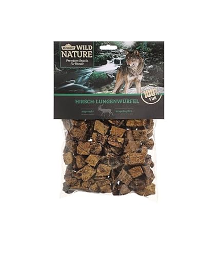 Dehner Wild Nature Hundesnack, Premium Hundeleckerli glutenfrei/getreidefrei, Würfelsnack für ernährungssensible Hunde, Hirsch-Lunge, 2 x 200 g von Dehner