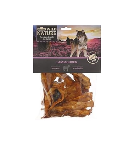 Dehner Wild Nature Hundesnack, Leckerli 100% natürlich, Kausnack für ausgewachsene/Sensible Hunde, Barf geeignet, Lammohren, 2 x 200 g (400 g) von Dehner