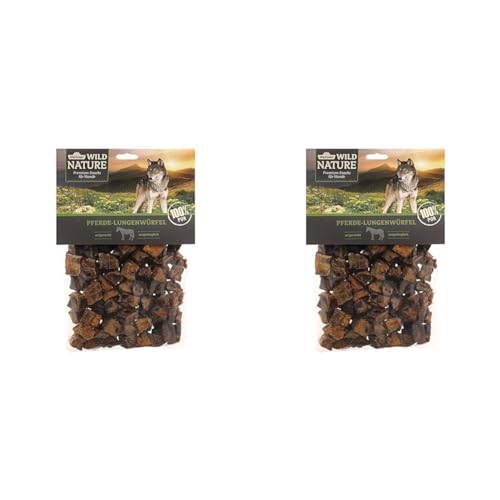 Dehner Wild Nature Hundesnack, Premium Hundeleckerli glutenfrei/getreidefrei, Würfelsnack für ernährungssensible Hunde, Pferde-Lunge, 2 x 200 g von Dehner