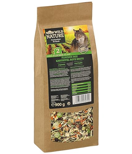 Dehner Wild Nature Hundefutter Flocken-Mix, Trockenfutter getreidefrei, BARF-Ergänzungsfutter, für ausgewachsene Hunde, Kartoffel / Rote Beete, 900 g von Dehner