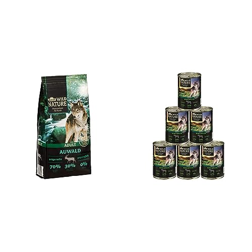 Dehner Wild Nature Hundetrockenfutter Adult, Auwald, 12 kg & Wild Nature Hundefutter Adult, Bergweide, 6 x 800 g (4.8 kg) von Dehner