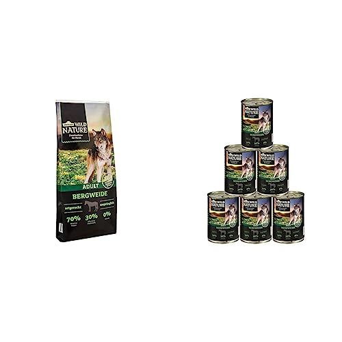 Dehner Wild Nature Hundetrockenfutter Adult, Bergweide, 12 kg & Wild Nature Hundefutter Adult, Bergweide, 6 x 800 g (4.8 kg) von Dehner