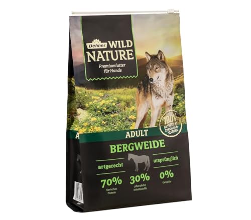 Dehner Wild Nature Hundefutter Bergweide, Trockenfutter getreidefrei / zuckerfrei, für ausgewachsene Hunde, Pferd, 4 kg von Dehner