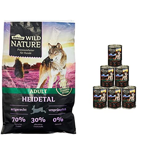 Dehner Wild Nature Hundetrockenfutter Adult, Heidetal, 4 kg & Wild Nature Hundefutter Adult, Hochmoor, 6 x 800 g (4.8 kg) von Dehner