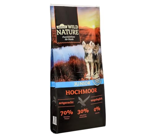 Dehner Wild Nature Hundetrockenfutter Junior Hochmoor | hoher Fleischanteil | tierisches Protein | pflanzliche Inhaltsstoffe | mit Gemüse | artgerecht | getreidefrei | glutenfrei | ohne Zucker |12 kg von Dehner