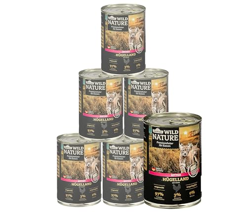 Dehner Wild Nature Katzenfutter Kitten Hügelland, Nassfutter getreidefrei / zuckerfrei, für junge Katzen, Huhn, 6 x 400 g Dose (2.4 kg) von Dehner