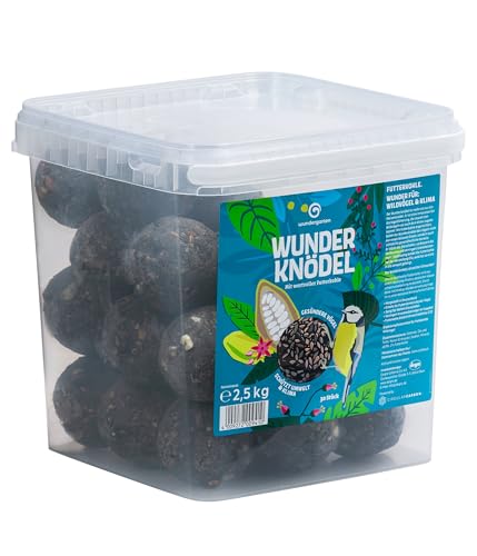 Wundergarten Wunderknödel, Meisenknödel mit Futterkohle, ganzjähriges Wildvogelfutter fettreich/energiereich, hochwertiges Vogelfutter für Wildvögel, ohne Netz, 30 Stück (2.5 kg) von Dehner