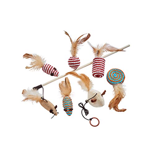 Dein Zooshop 7 teiliges Katzenspielzeug Set mit Spielmaus und Katzenangel für Katze und Kitten von Dein Zooshop