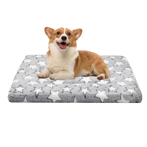 Dekeyoo Hundemattenmatte für kleine und mittelgroße Hunde, 76,2 x 50,8 cm, kurze Plüsch-Matte, 4,1 cm dicke, dünne Hundehütten-Pad, maschinenwaschbar, ideal für 91,4 cm Hundekäfige von Dekeyoo