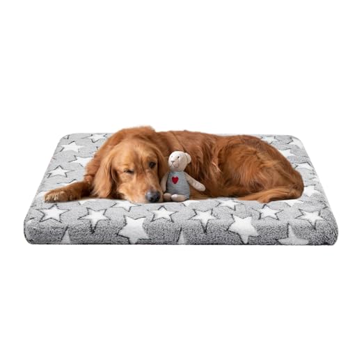 Dekeyoo Hundemattenmatte für mittelgroße Hunde, kurze Plüschmatte, 4,1 cm dick, dünn, maschinenwaschbar, ideal für 91,4 cm große Hundekäfige von Dekeyoo