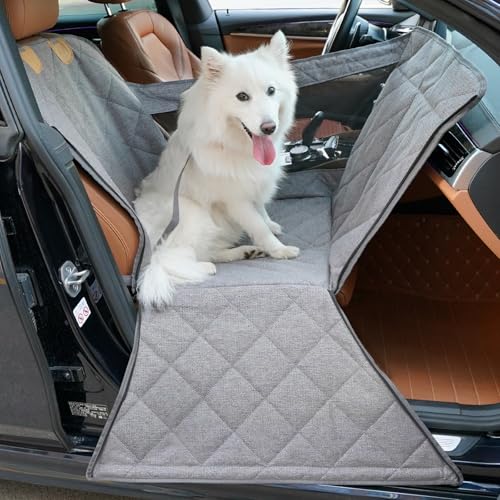 Hundeautositz für kleine/mittelgroße Hunde mit Mittelkonsole und Türschutz – Vollständige Abdeckung Haustier-Sitzerhöhung mit Netzfenster, Seitenklappen mit Reißverschluss, Sicherheitsschnalle Hundeautositz für kleine/mittelgroße Hunde mit Mittelkonsole und Türschutz – Vollständige Abdeckung Haustier-Sitzerhöhung mit Netzfenster, Seitenklappen mit Reißverschluss, Sicherheitsschnalle von Dekeyoo