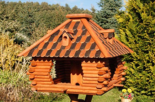 Deko-Shop-Hannusch Luxus Vogelhaus mit Holzschindelnschindeln viereckig braun von Deko-Shop-Hannusch