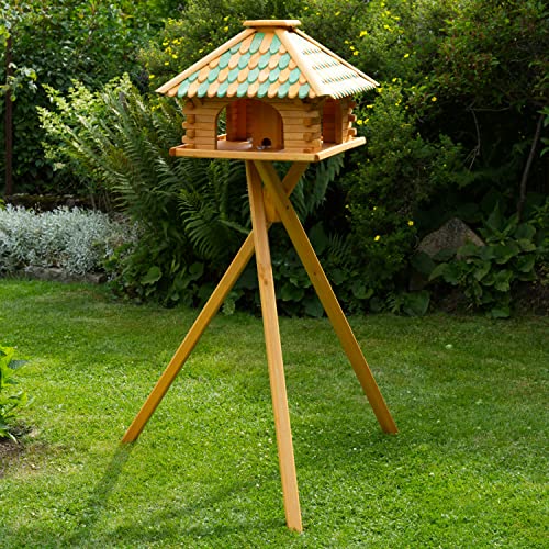 Luxus Vogelhaus Vogelhäuschen super Blickfang mit und ohne Ständer (grün, mit Ständer) von Deko-Shop-Hannusch