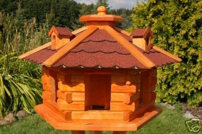 Deko-Shop-Hannusch Vogelhäuschen Vogelhaus blockstil Dach rot mit Gauben Nr16 von Deko-Shop-Hannusch
