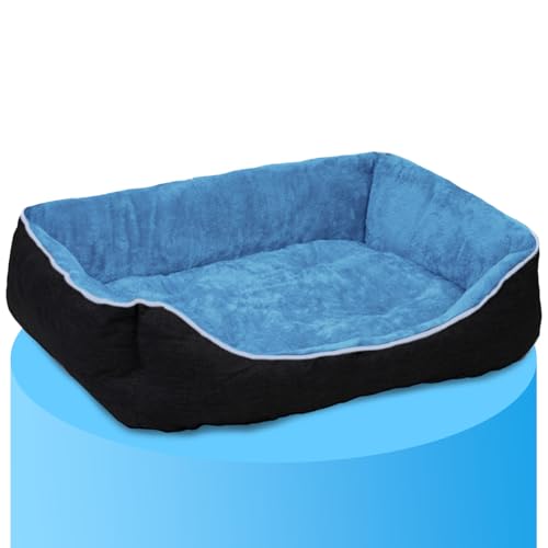 Dekohome Hundebett mit gepolsterter und weicher Unterseite, Katzenbett mit weichen und abgerundeten Kanten, rutschfeste Unterseite, Unterstützung für Kopf und Hals, Blau und Schwarz, 42 x 57 cm Dekohome Hundebett mit gepolsterter und weicher Unterseite, Katzenbett mit weichen und abgerundeten Kanten, rutschfeste Unterseite, Unterstützung für Kopf und Hals, Blau und Schwarz, 42 x 57 cm von Dekohome
