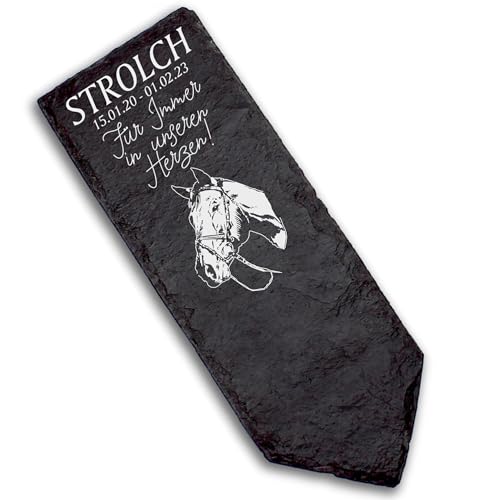 DEKOLANDO Grabstecker Grabschmuck Grabstein - American Quarter Horse Kopf - Personalisiert Grab Deko 22x8 Grabdekoration von DEKOLANDO