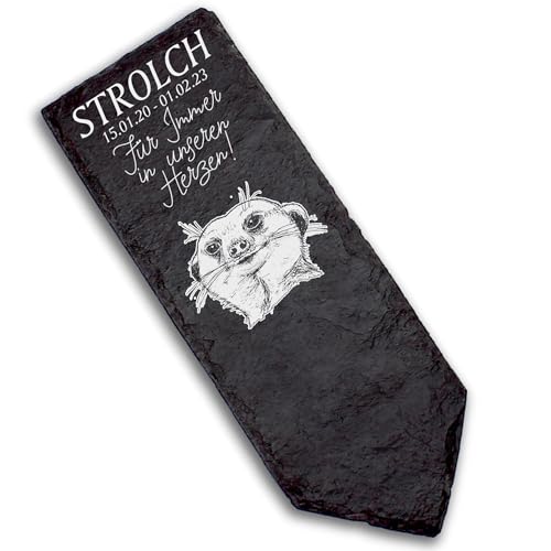 DEKOLANDO Grabstecker Grabschmuck Grabstein - Erdmännchen Kopf - Personalisiert Grab Deko 22x8 Grabdekoration von DEKOLANDO