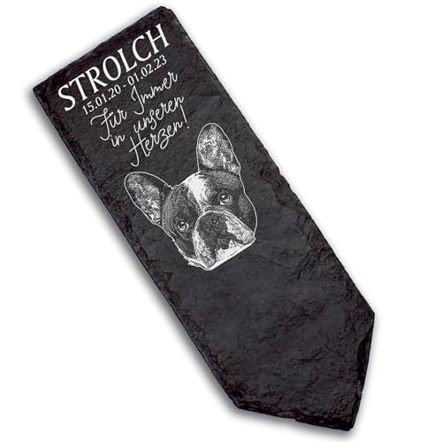 DEKOLANDO Grabstecker Grabschmuck Grabstein - Französische Bulldogge - Personalisiert Grab Deko 22x8 Grabdekoration von DEKOLANDO