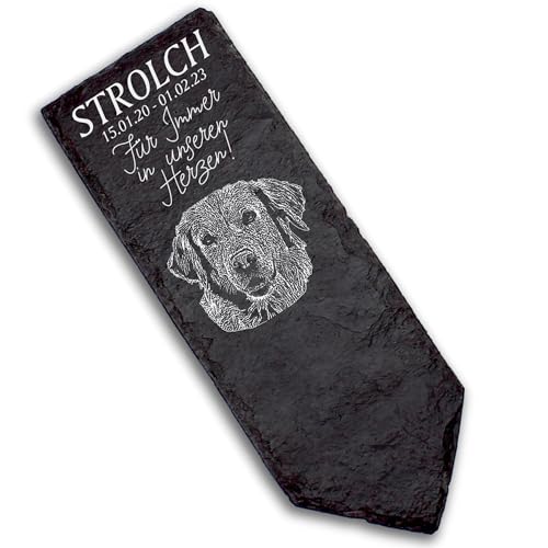 DEKOLANDO Grabstecker Grabschmuck Grabstein - Golden Retriever - Personalisiert Grab Deko 22x8 Grabdekoration von DEKOLANDO