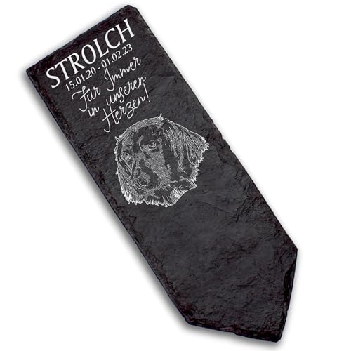 Dekolando Grabstecker Grabschmuck Grabstein - Grosser Münsterländer - Personalisiert Grab Deko 22x8 Grabdekoration von Dekolando
