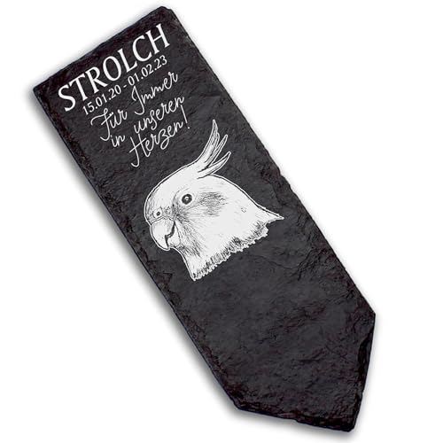 DEKOLANDO Grabstecker Grabschmuck Grabstein - Nymphensittich - Personalisiert Grab Deko 22x8 Grabdekoration von DEKOLANDO