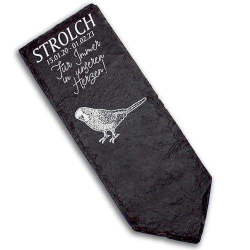 DEKOLANDO Grabstecker Grabschmuck Grabstein - Wellensittich - Personalisiert Grab Deko 22x8 Grabdekoration von DEKOLANDO