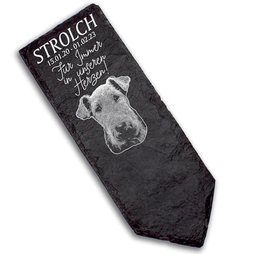 Dekolando Grabstecker Grabschmuck Grabstein - Welsh Terrier - Personalisiert Grab Deko 22x8 Grabdekoration von Dekolando