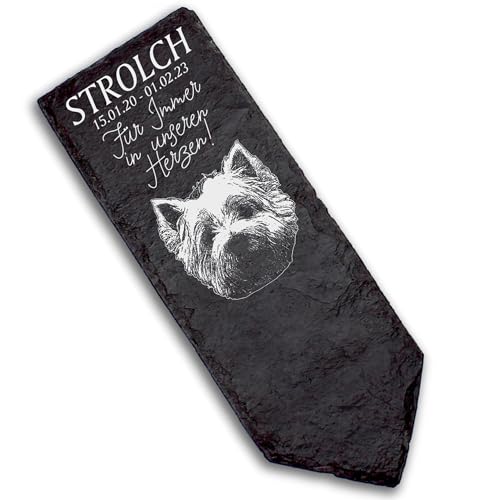 DEKOLANDO Grabstecker Grabschmuck Grabstein - West Highland White Terrier - Personalisiert Grab Deko 22x8 Grabdekoration von DEKOLANDO
