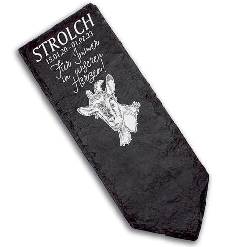 DEKOLANDO Grabstecker Grabschmuck Grabstein - Ziegenkopf - Personalisiert Grab Deko 22x8 Grabdekoration von DEKOLANDO