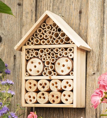 Dekoleidenschaft Insektenhotel Bienenliebe, Insektenhaus aus Holz, 20x27 cm, Bienenhotel zum Aufhängen, Bienenhaus von Dekoleidenschaft