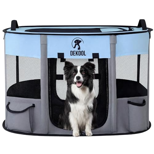 Faltbarer Laufstall für Haustiere, tragbare Hundebox für Welpen, Katzen, Welpenlaufstall für drinnen, Zwinger, Zeltkiste für drinnen und draußen, Reisen, Camping, Verwendung mit Tragetasche (Blau, M) Faltbarer Laufstall für Haustiere, tragbare Hundebox für Welpen, Katzen, Welpenlaufstall für drinnen, Zwinger, Zeltkiste für drinnen und draußen, Reisen, Camping, Verwendung mit Tragetasche (Blau, M) von Dekool