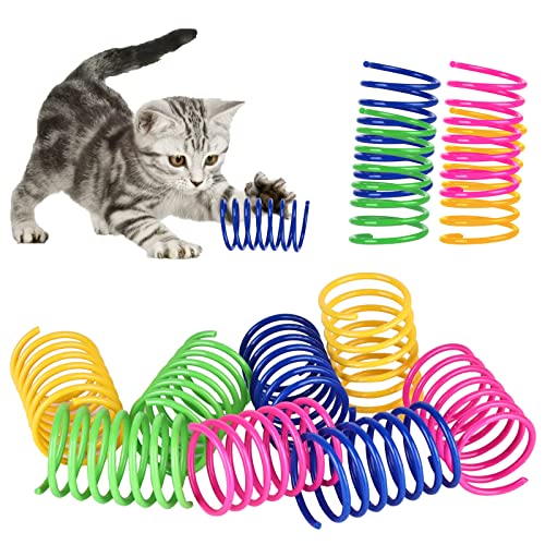 Delamiya Cat Spring Spielzeug, 100 Stück Katzespielzeug, Buntes kreatives Kunststoff Spiralfedern Spirale, Spiralfedern für Katzen, Interaktives Spielzeug der Katze, Neuheit Spielzeug zum Beißen Jagen von Delamiya
