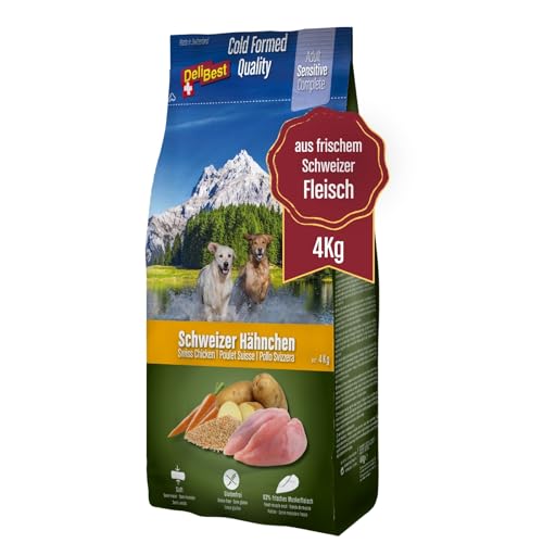 DeliBest Adult Sensitive Complete Dog Hähnchen I Trockenfutter für Hunde I aus 100% Schweizer Hähnchenfleisch I getreidefrei & ohne andere Zusätze I Hundefutter kaltgepresst I 4 kg von DeliBest