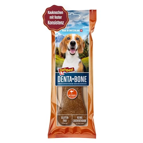 DeliBest DentaBone Strauss I Kauknochen Hund leicht verträglich ohne Gluten I Kaustange Hund für Zahnreinigung I Hundesnacks für groß und klein I Hundekauknochen 1 x 100 g von DeliBest