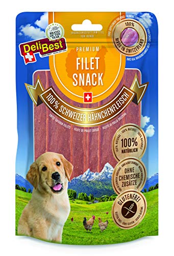 DeliBest Filet Snack aus 100% Hähnchenfleisch I Hundesnacks getreidefrei I Hundeleckerli als sortenreine Proteinquelle I Hundesnack mit hohem Fleischanteil I 90 g von DeliBest
