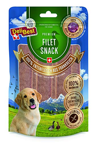 DeliBest Filet Snack aus Entenfleisch I Hundesnacks getreidefrei I Hundeleckerli als sortenreine Protein- und Energiequelle I Hundesnack mit hohem Fleischanteil I 90 g von DeliBest
