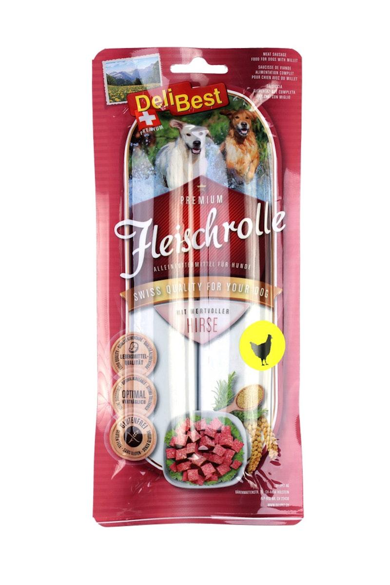 DeliBest Fleischrolle mit Hirse 2 x 400 Gramm Hundesnacks von DeliBest