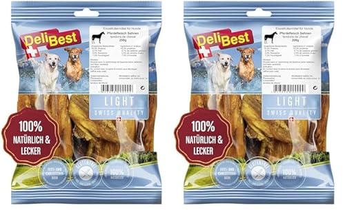 DeliBest Light Pferdesehnen I Dental Sticks I Hundesnacks getreidefrei I natürlicher Hunde Zahnsteinentferner I Kauartikel aus Pferdefleisch für Hunde I Hundezahnpflege Snack 200g (Packung mit 2) von DeliBest