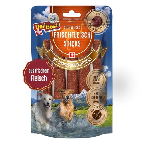 DeliBest Light Straussen Sticks I Straussensehnen für Hunde I Hundeleckerli getreidefrei I natürlicher Hunde Zahnsteinentferner I Hundezahnpflege Snack, 7 Stück (1er Pack) von DeliBest