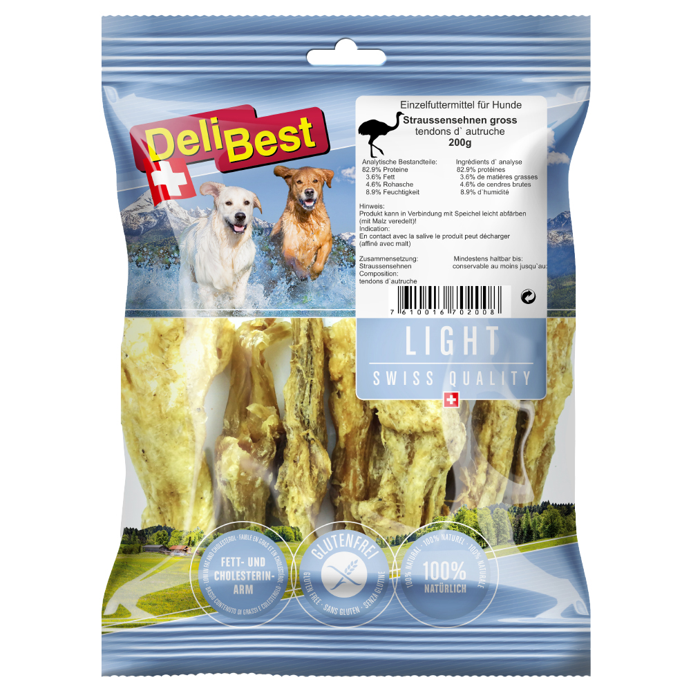 DeliBest Light Straußensehnen - Sparpaket: 4 x 200 g DeliBest Light Straußensehnen - Sparpaket: 4 x 200 g von DeliBest