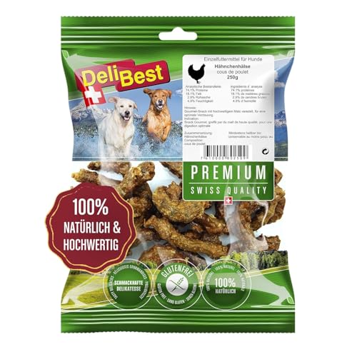 DeliBest Premium Hähnchenhälse Gourmet I Kauartikel für Hunde zur Unterstützung der Zahngesundheit I Hunde Kauartikel besonders aromatisch - ohne chemische Zusätze I leckere Hundesnacks 250 g von DeliBest